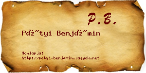 Pétyi Benjámin névjegykártya